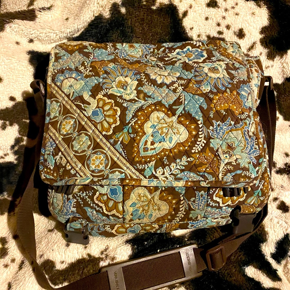 Vera Bradley java blue and brown paisley messenger bag